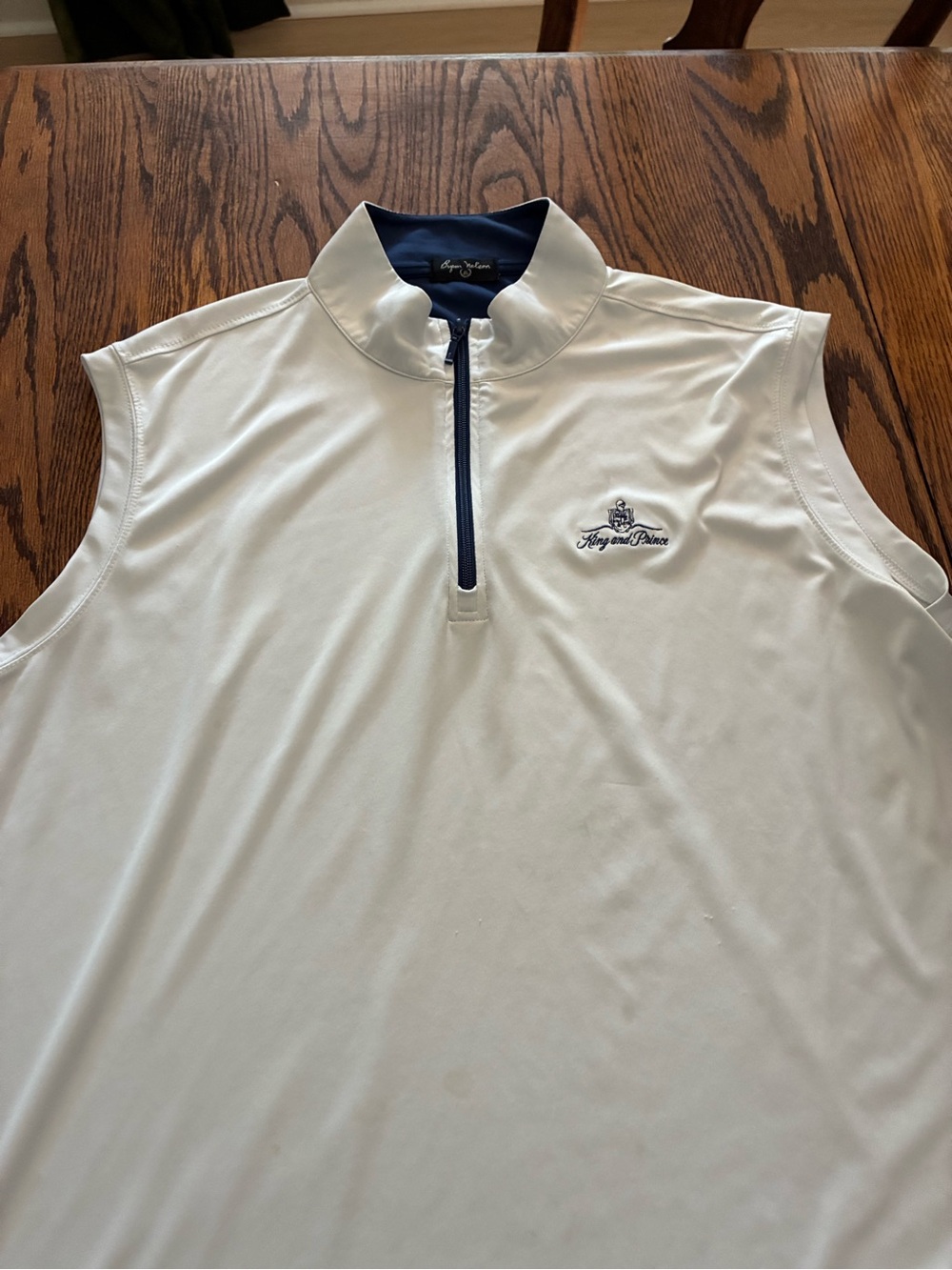 King and Prince Men's White Sleeveless Golf Vest with Navy Trim XXL BYRON NELSON